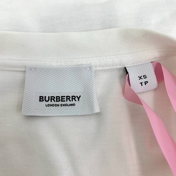 BURBERRY LONDON ENGLAND White Cotton Logo T-Shirt XS Size Round Neck Short Sleev - Picture 2 of 7